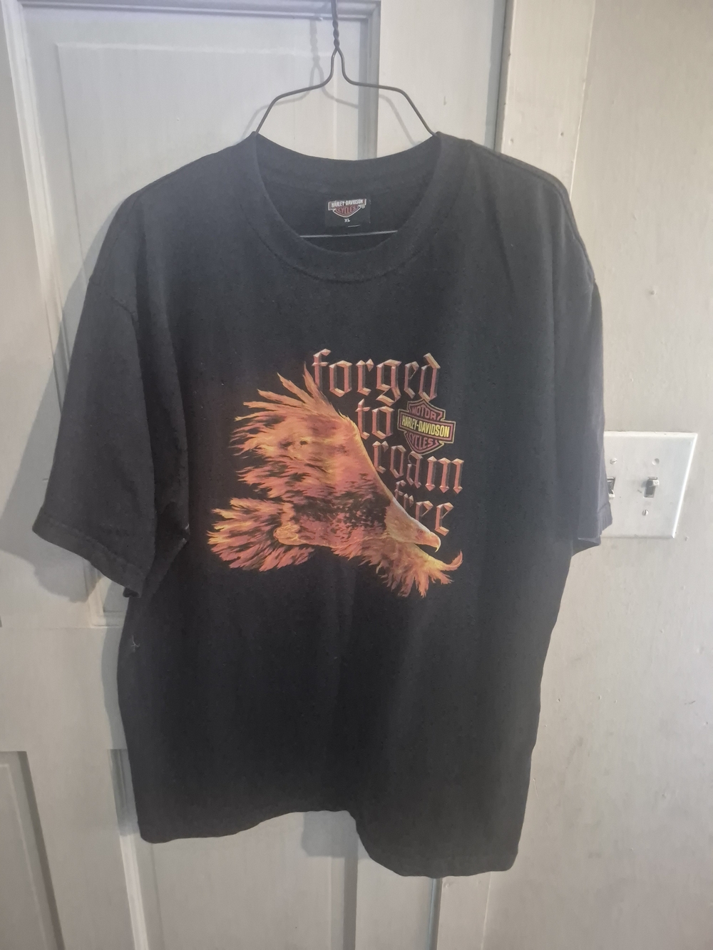Harley-Davidson Black Tee with Orange Eagle Graphic